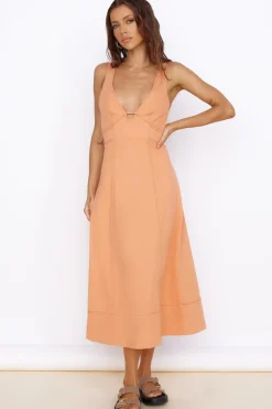 Vacation Dresses|Casual Dresses>Hello Molly Summer Dreaming Midi Dress Orange
