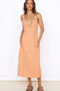 Vacation Dresses|Casual Dresses>Hello Molly Summer Dreaming Midi Dress Orange