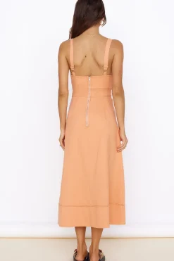 Vacation Dresses|Casual Dresses>Hello Molly Summer Dreaming Midi Dress Orange