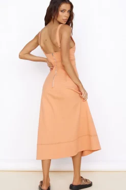 Vacation Dresses|Casual Dresses>Hello Molly Summer Dreaming Midi Dress Orange