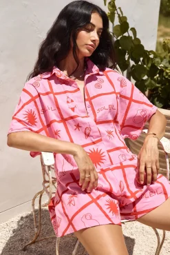 Rompers>Hello Molly Summer Essentials Romper Pink