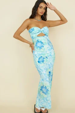 Wedding Guest Dresses|Formal Dresses>Hello Molly Summer Fairytale Maxi Dress Blue Floral