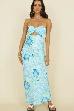 Wedding Guest Dresses|Formal Dresses>Hello Molly Summer Fairytale Maxi Dress Blue Floral