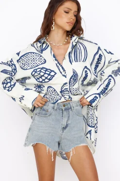 Long Sleeve|Cropped>Hello Molly Summer Glow Shirt Dress Blue