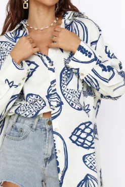 Long Sleeve|Cropped>Hello Molly Summer Glow Shirt Dress Blue