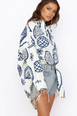 Long Sleeve|Cropped>Hello Molly Summer Glow Shirt Dress Blue