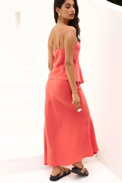 Skirts|Skirt And Top Sets>Hello Molly Summer Mirage Maxi Skirt Red