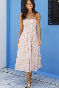 Wedding Guest Dresses|Vacation Dresses>Hello Molly Summer Pop Strapless Midi Dress Pink