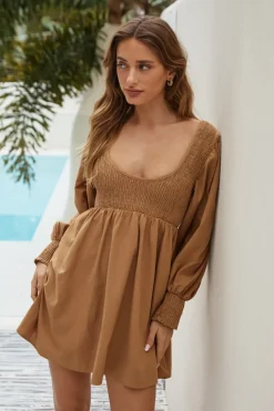 Vacation Dresses|Spring Break Dresses>Hello Molly Summer Sand Dress Brown