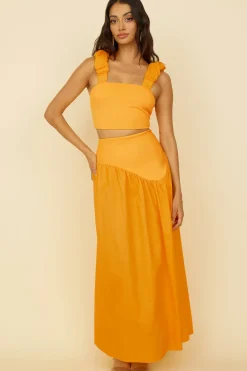 Cropped|Skirt And Top Sets>Hello Molly Summer Soiree Set Orange