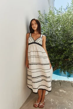 Vacation Dresses|Date Night Dresses>SOFIE THE LABEL Summer Soirée Midi Dress Natural