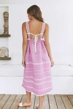 Vacation Dresses|Date Night Dresses>SOFIE THE LABEL Summer Soirée Midi Dress Pink