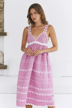 Vacation Dresses|Date Night Dresses>SOFIE THE LABEL Summer Soirée Midi Dress Pink