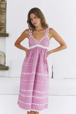 Vacation Dresses|Date Night Dresses>SOFIE THE LABEL Summer Soirée Midi Dress Pink