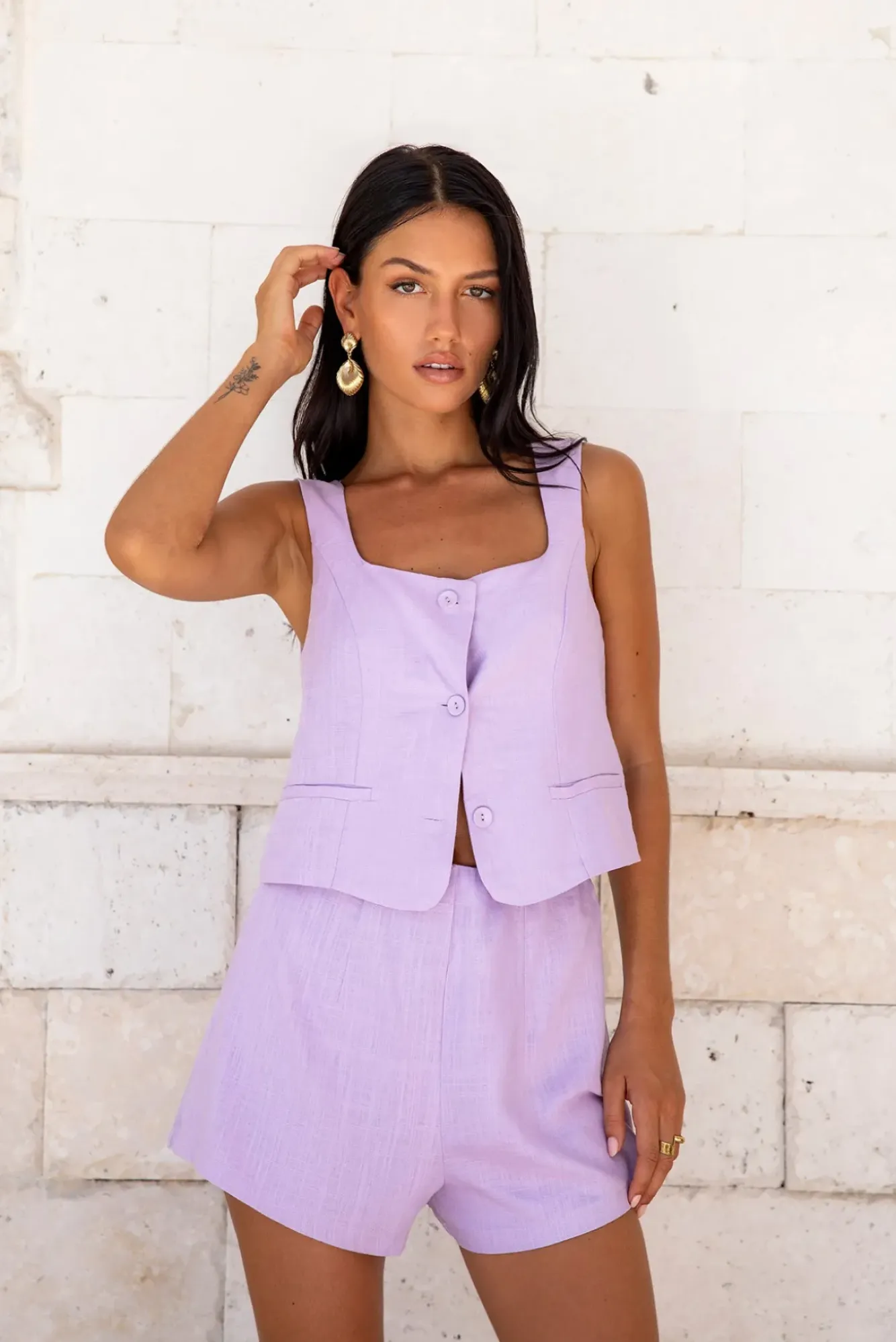 Tank Tops And Singlets|Cropped>Hello Molly Summer Spell Crop Top Purple