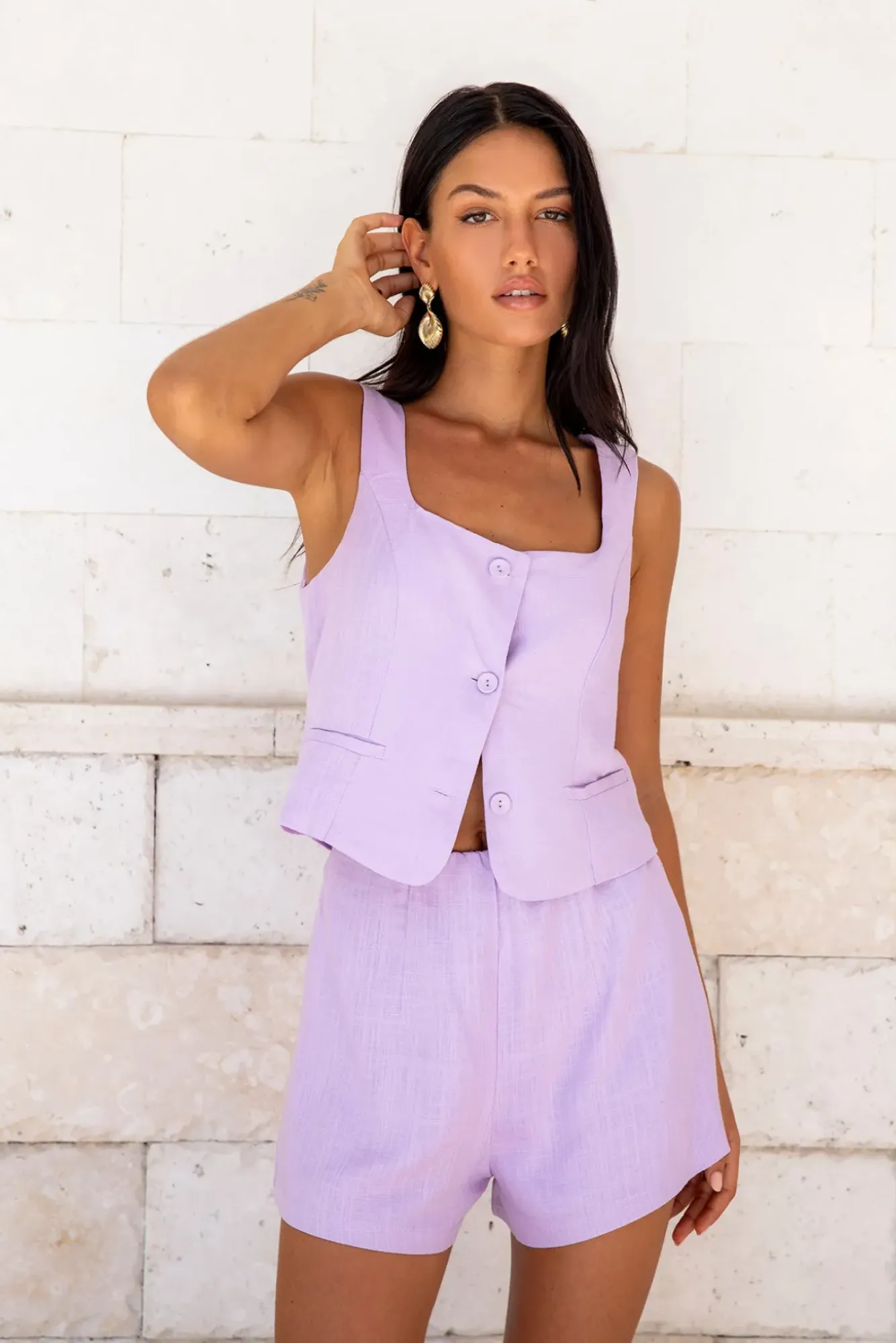 Shorts|Two-Piece Shorts Set>Hello Molly Summer Spell Short Purple