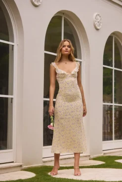 Spring Break Dresses|Date Night Dresses>Hello Molly Summertime Sweetheart Maxi Dress Yellow