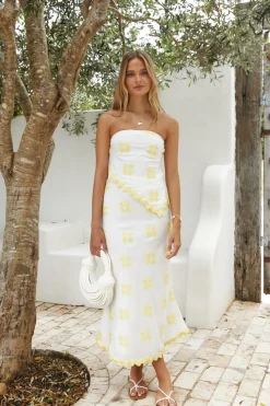 Skirt And Top Sets>Hello Molly Sunbeam Desire Strapless Top Yellow