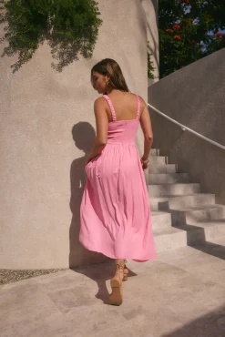 Vacation Dresses|Brunch Dresses>Hello Molly Sunday Brunch Maxi Dress Pink