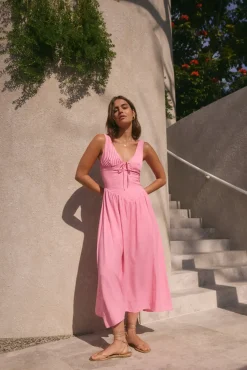 Vacation Dresses|Brunch Dresses>Hello Molly Sunday Brunch Maxi Dress Pink