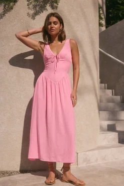 Vacation Dresses|Brunch Dresses>Hello Molly Sunday Brunch Maxi Dress Pink