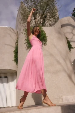 Vacation Dresses|Brunch Dresses>Hello Molly Sunday Brunch Maxi Dress Pink