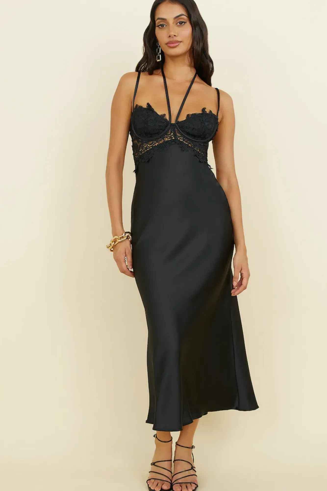 Wedding Guest Dresses|Formal Dresses>Hello Molly Sunday Brunch Satin Maxi Dress Black