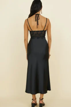 Wedding Guest Dresses|Formal Dresses>Hello Molly Sunday Brunch Satin Maxi Dress Black