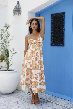 Midi Dresses|Summer Dresses>Hello Molly Sundrenched Serenade Midi Dress Orange