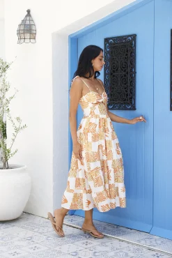 Midi Dresses|Summer Dresses>Hello Molly Sundrenched Serenade Midi Dress Orange