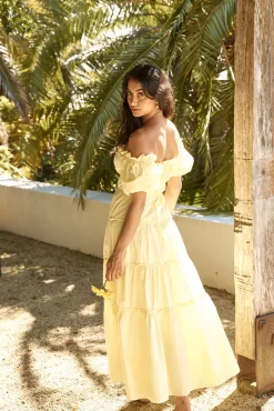 Brunch Dresses|Flowy Dresses>Hello Molly Sunflower Girl Off Shoulder Maxi Dress Yellow