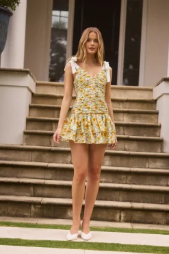 Vacation Dresses|Date Night Dresses>Hello Molly Sunflower Whimsy Mini Dress Floral