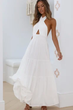 Formal Dresses|Cocktail Dresses>Hello Molly Sun Glare Maxi Dress White
