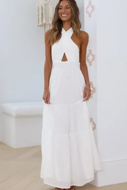 Formal Dresses|Cocktail Dresses>Hello Molly Sun Glare Maxi Dress White