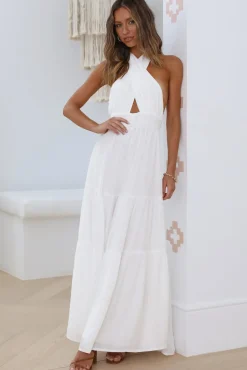 Formal Dresses|Cocktail Dresses>Hello Molly Sun Glare Maxi Dress White