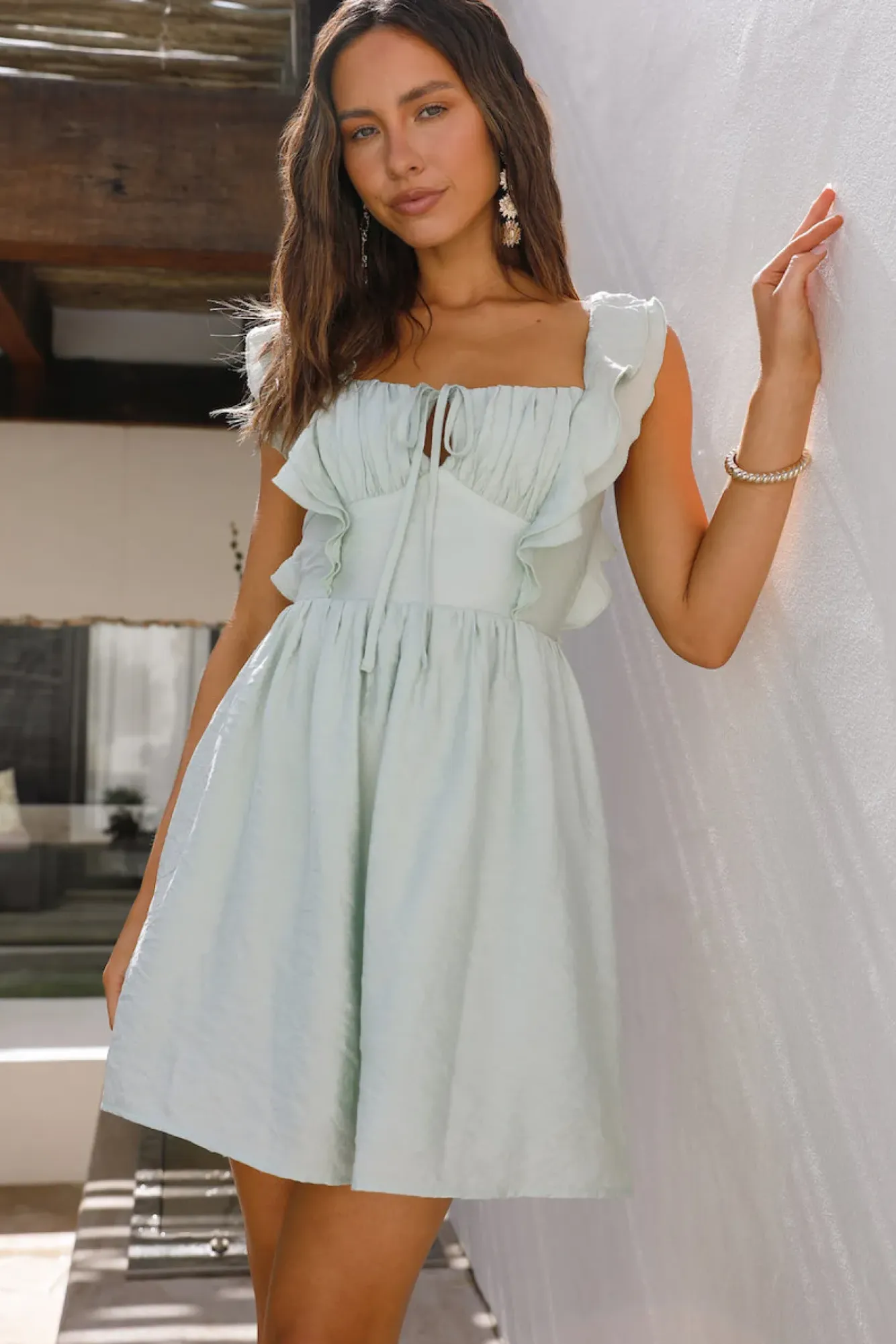 Spring Break Dresses|Brunch Dresses>Hello Molly Sun-Kissed Dress Green