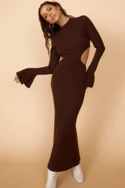 Date Night Dresses|Knit Dresses>Hello Molly Sun-kissed Feeling Maxi Dress Brown