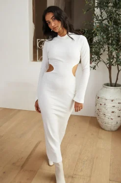 Date Night Dresses|Knit Dresses>Hello Molly Sun-kissed Feeling Maxi Dress White