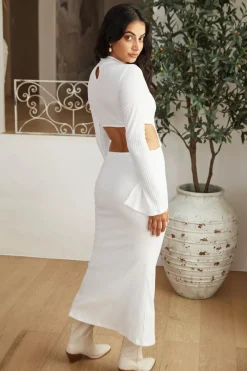 Date Night Dresses|Knit Dresses>Hello Molly Sun-kissed Feeling Maxi Dress White