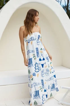 Vacation Dresses|Bump Friendly>Hello Molly Sunkissed Sites Maxi Dress Blue
