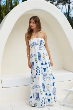 Vacation Dresses|Bump Friendly>Hello Molly Sunkissed Sites Maxi Dress Blue
