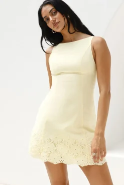 Vacation Dresses|Date Night Dresses>Hello Molly Sunkissed Waves Mini Dress Yellow