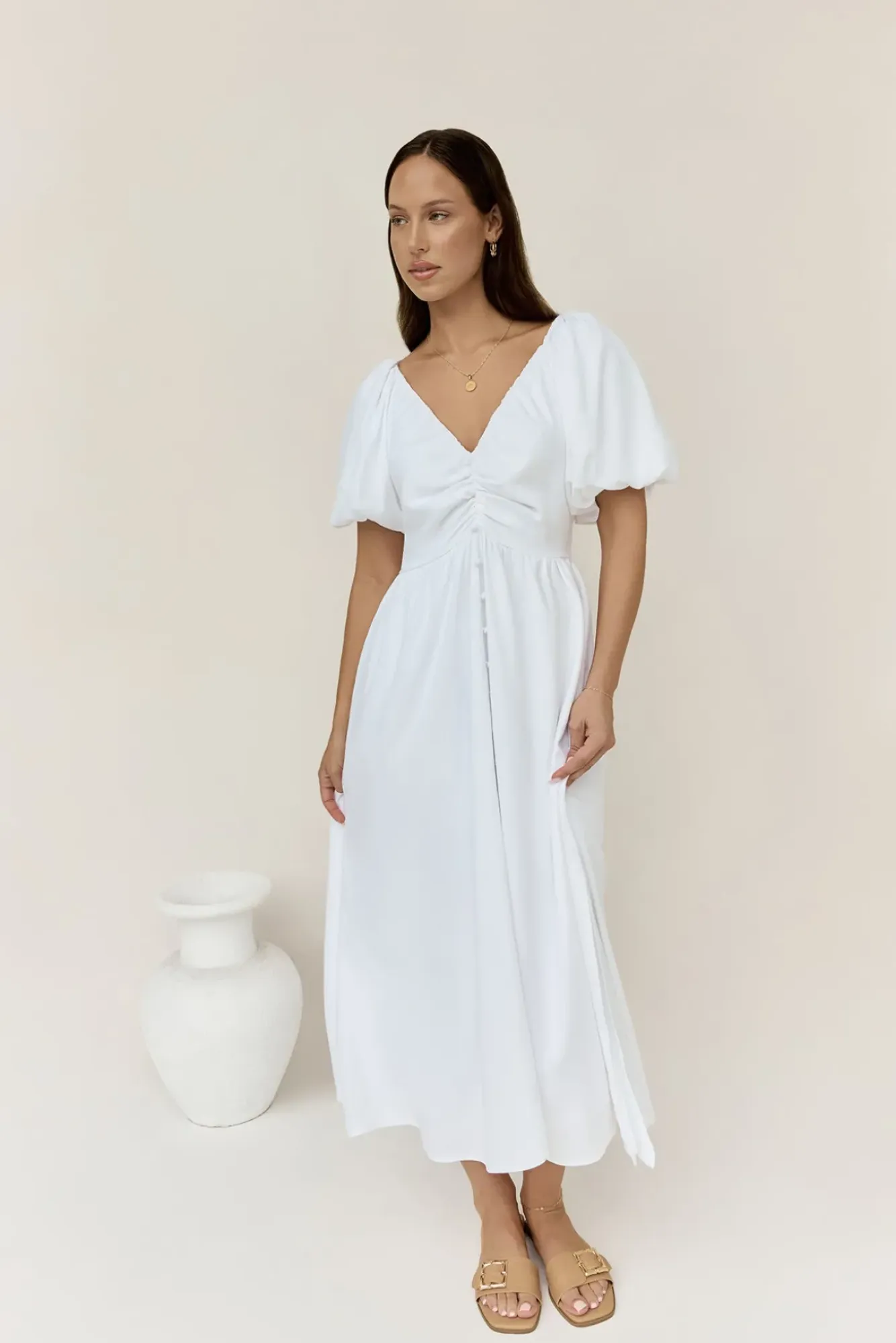 Spring Break Dresses|Date Night Dresses>Hello Molly Sunlight Maxi Dress White
