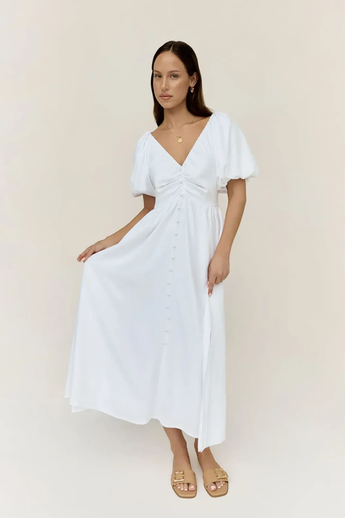 Spring Break Dresses|Date Night Dresses>Hello Molly Sunlight Maxi Dress White