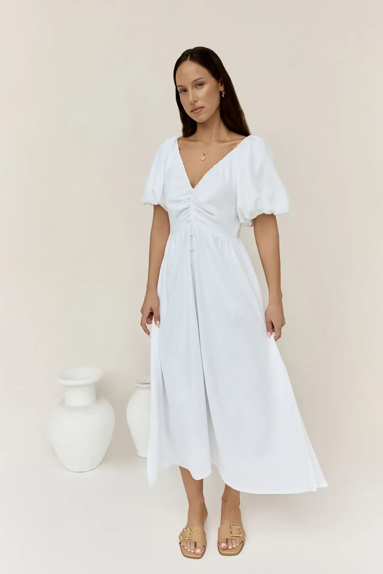 Spring Break Dresses|Date Night Dresses>Hello Molly Sunlight Maxi Dress White