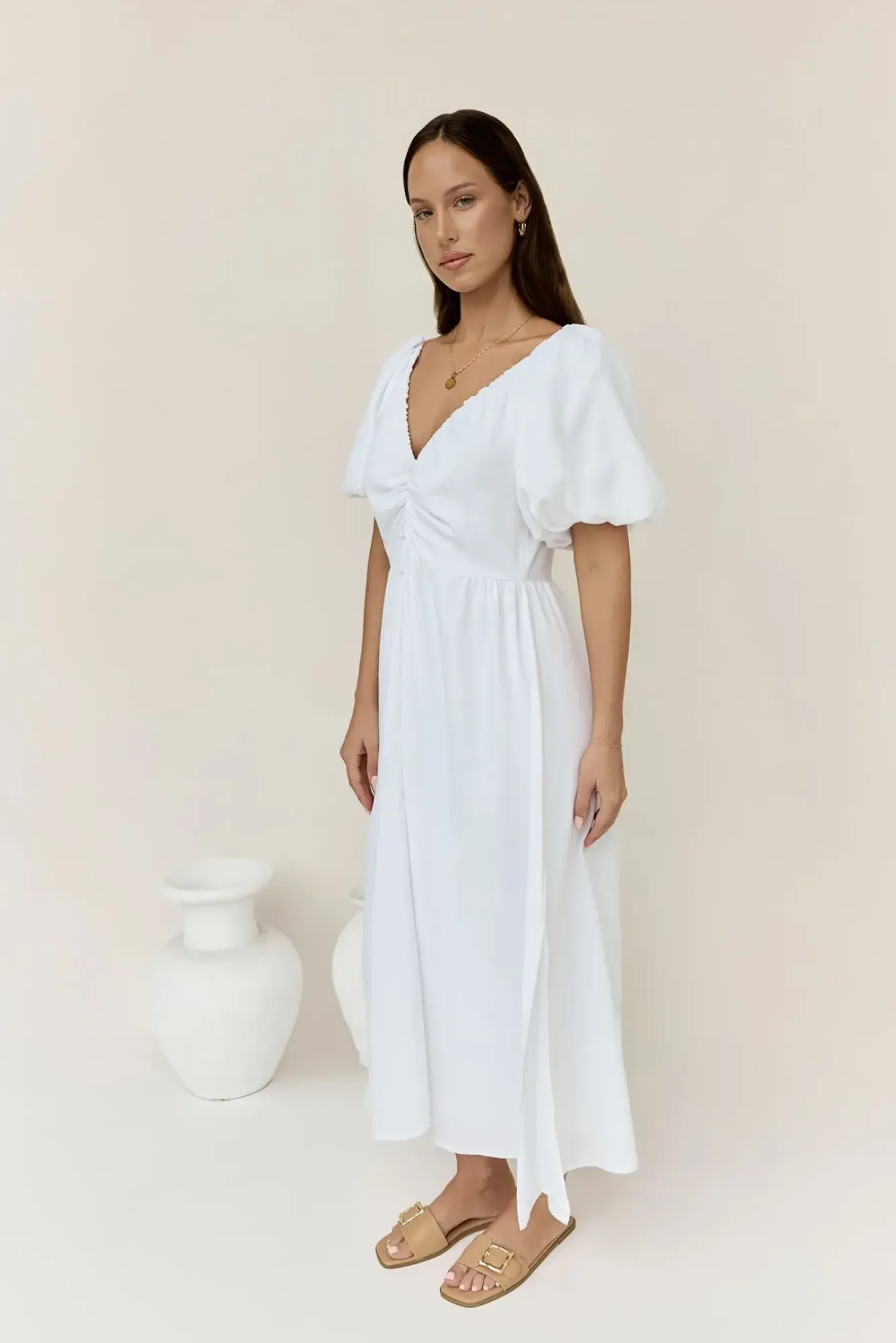 Spring Break Dresses|Date Night Dresses>Hello Molly Sunlight Maxi Dress White