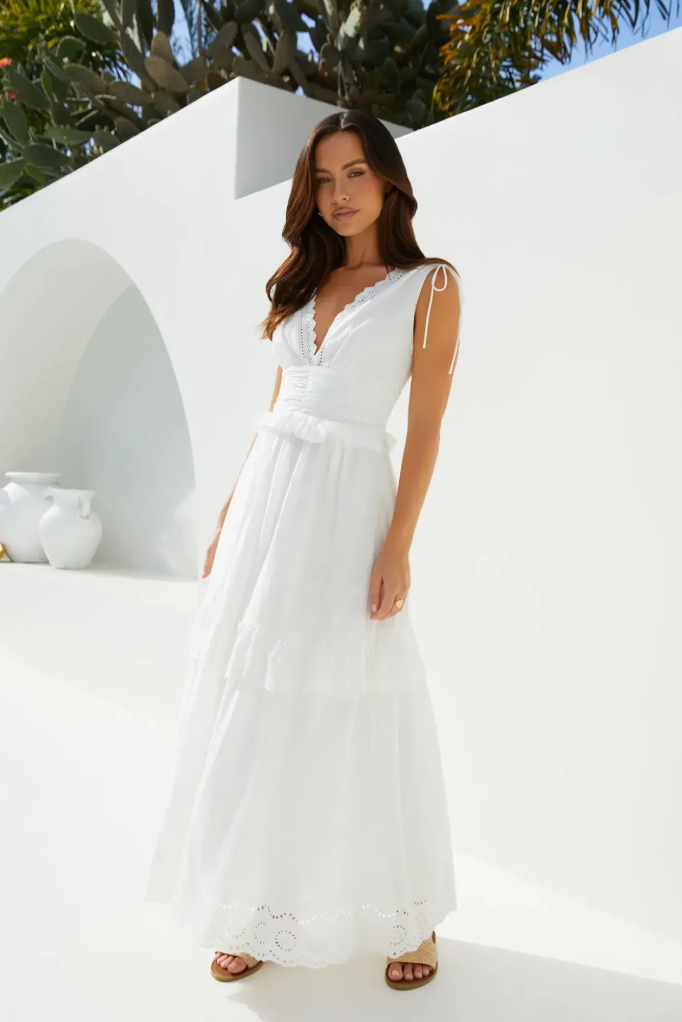 Wedding Guest Dresses|Vacation Dresses>Hello Molly Sunlit Romance Maxi Dress White