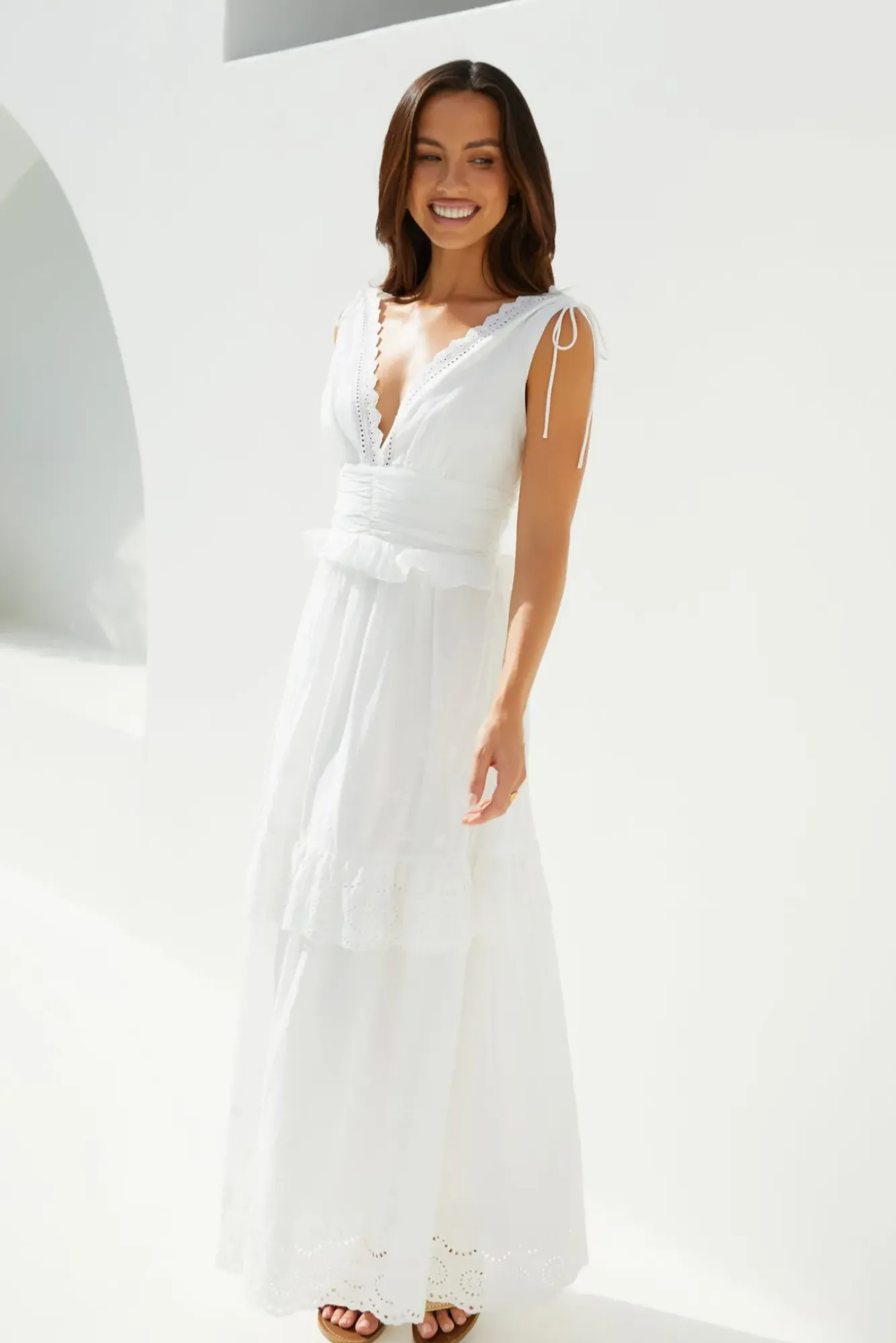 Wedding Guest Dresses|Vacation Dresses>Hello Molly Sunlit Romance Maxi Dress White