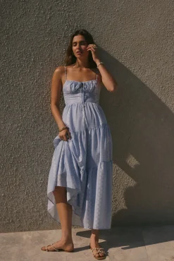 Vacation Dresses|Brunch Dresses>Hello Molly Sunny Afternoons Maxi Dress Blue
