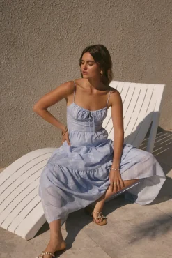 Vacation Dresses|Brunch Dresses>Hello Molly Sunny Afternoons Maxi Dress Blue